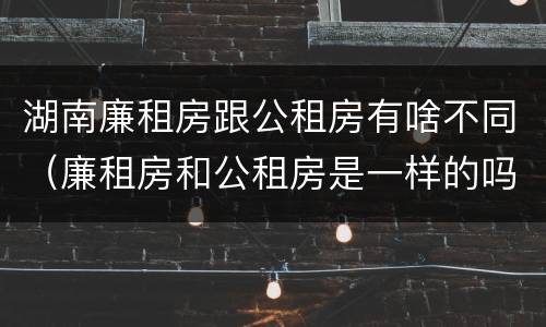 湖南廉租房跟公租房有啥不同（廉租房和公租房是一样的吗）