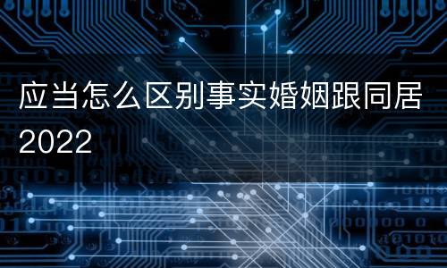 应当怎么区别事实婚姻跟同居2022