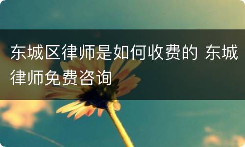 东城区律师是如何收费的 东城律师免费咨询