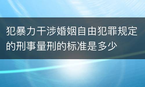 犯暴力干涉婚姻自由犯罪规定的刑事量刑的标准是多少