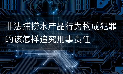 非法捕捞水产品行为构成犯罪的该怎样追究刑事责任
