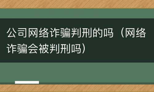 公司网络诈骗判刑的吗（网络诈骗会被判刑吗）