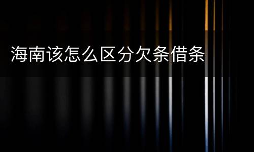 海南该怎么区分欠条借条