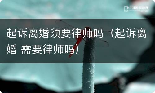 起诉离婚须要律师吗（起诉离婚 需要律师吗）