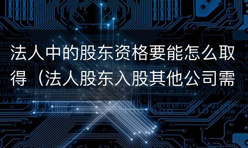 法人中的股东资格要能怎么取得（法人股东入股其他公司需要什么资料）