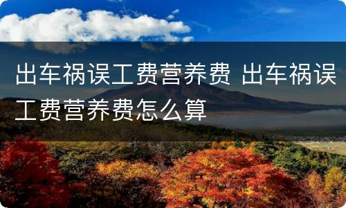 出车祸误工费营养费 出车祸误工费营养费怎么算