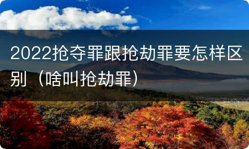 2022抢夺罪跟抢劫罪要怎样区别（啥叫抢劫罪）