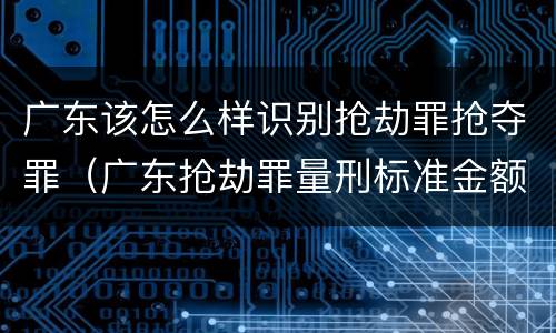 广东该怎么样识别抢劫罪抢夺罪（广东抢劫罪量刑标准金额）