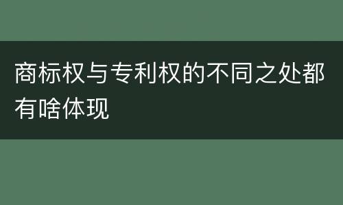 商标权与专利权的不同之处都有啥体现