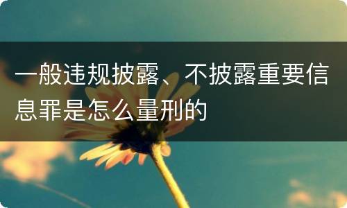 一般违规披露、不披露重要信息罪是怎么量刑的