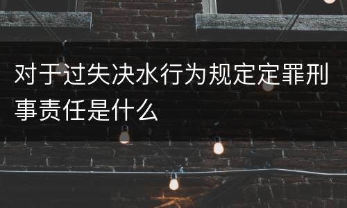 对于过失决水行为规定定罪刑事责任是什么