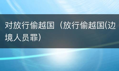 对放行偷越国（放行偷越国(边境人员罪）