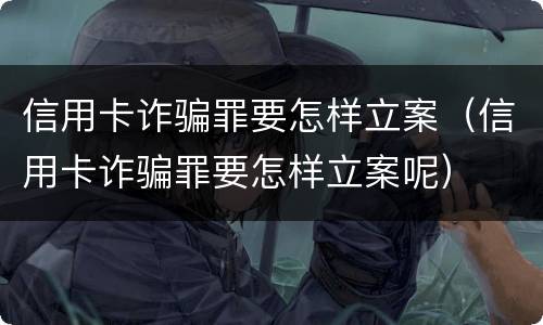 信用卡诈骗罪要怎样立案（信用卡诈骗罪要怎样立案呢）