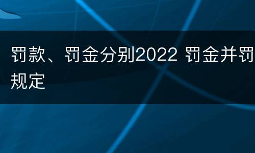 罚款、罚金分别2022 罚金并罚规定