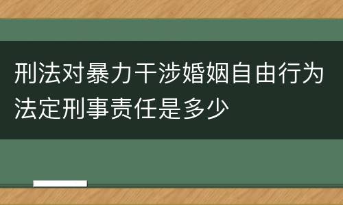 刑法对暴力干涉婚姻自由行为法定刑事责任是多少