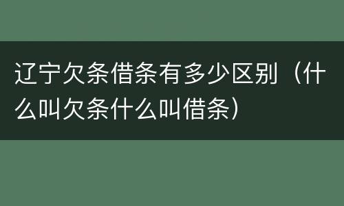 辽宁欠条借条有多少区别（什么叫欠条什么叫借条）