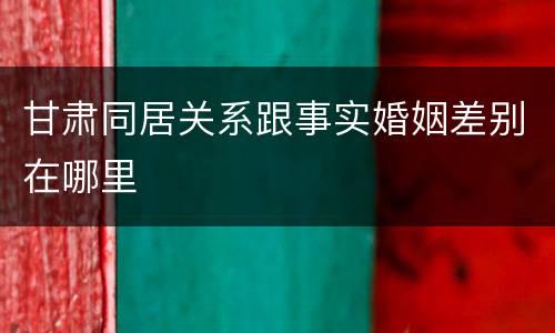 甘肃同居关系跟事实婚姻差别在哪里