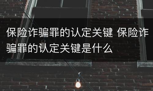 保险诈骗罪的认定关键 保险诈骗罪的认定关键是什么