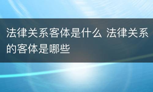 法律关系客体是什么 法律关系的客体是哪些