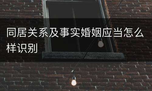 同居关系及事实婚姻应当怎么样识别