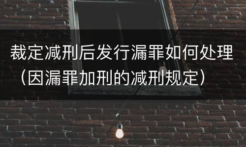 裁定减刑后发行漏罪如何处理（因漏罪加刑的减刑规定）