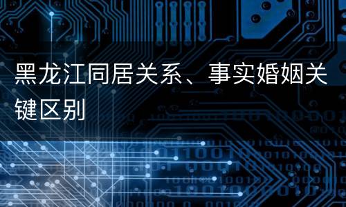 黑龙江同居关系、事实婚姻关键区别