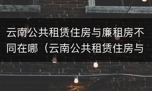 云南公共租赁住房与廉租房不同在哪（云南公共租赁住房与廉租房不同在哪里）