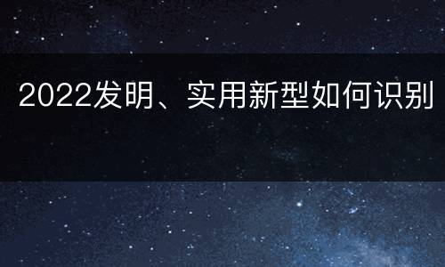 2022发明、实用新型如何识别
