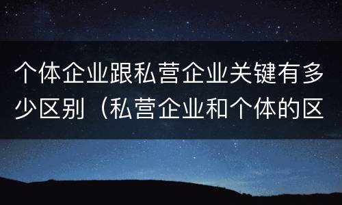 个体企业跟私营企业关键有多少区别（私营企业和个体的区别）