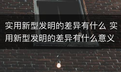实用新型发明的差异有什么 实用新型发明的差异有什么意义