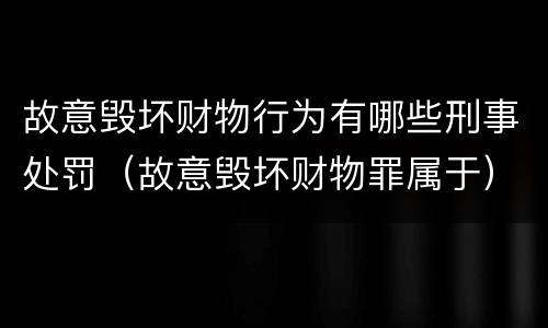 故意毁坏财物行为有哪些刑事处罚（故意毁坏财物罪属于）