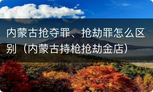 内蒙古抢夺罪、抢劫罪怎么区别（内蒙古持枪抢劫金店）