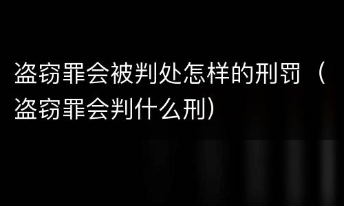 盗窃罪会被判处怎样的刑罚（盗窃罪会判什么刑）