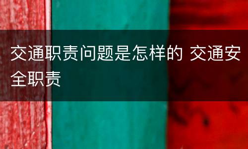 交通职责问题是怎样的 交通安全职责