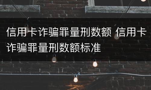 信用卡诈骗罪量刑数额 信用卡诈骗罪量刑数额标准