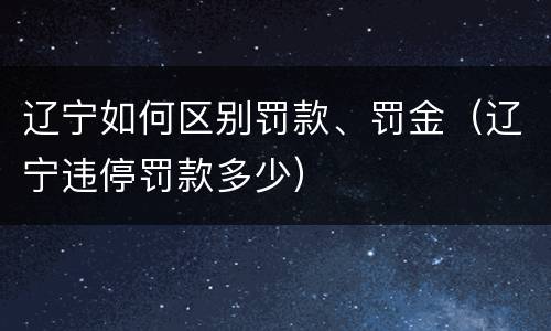 辽宁如何区别罚款、罚金（辽宁违停罚款多少）