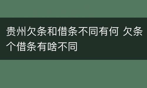 贵州欠条和借条不同有何 欠条个借条有啥不同