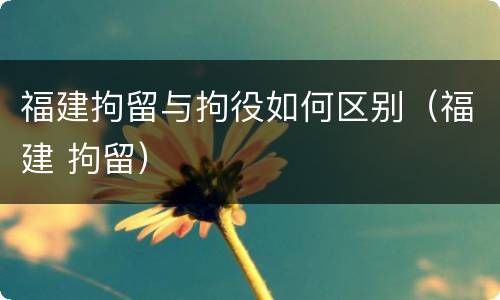 福建拘留与拘役如何区别（福建 拘留）