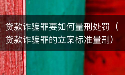 贷款诈骗罪要如何量刑处罚（贷款诈骗罪的立案标准量刑）