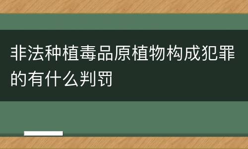 非法种植毒品原植物构成犯罪的有什么判罚