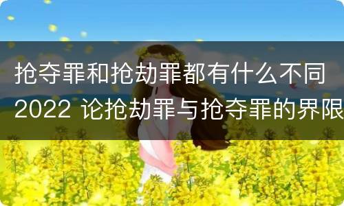 抢夺罪和抢劫罪都有什么不同2022 论抢劫罪与抢夺罪的界限