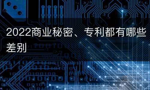 2022商业秘密、专利都有哪些差别