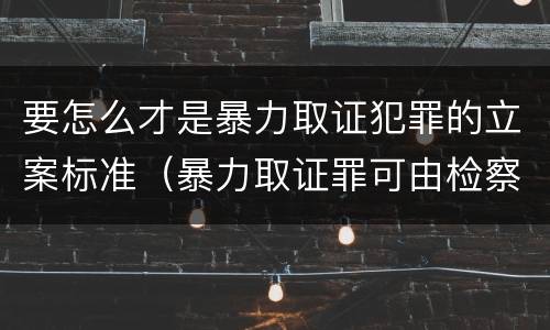 要怎么才是暴力取证犯罪的立案标准（暴力取证罪可由检察院立案侦查）
