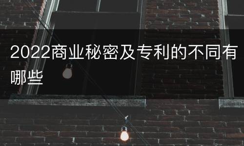 2022商业秘密及专利的不同有哪些
