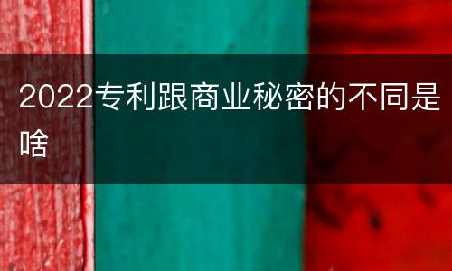 2022专利跟商业秘密的不同是啥