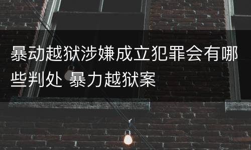暴动越狱涉嫌成立犯罪会有哪些判处 暴力越狱案
