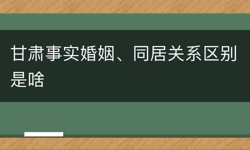 甘肃事实婚姻、同居关系区别是啥