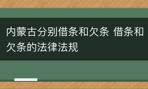 内蒙古分别借条和欠条 借条和欠条的法律法规