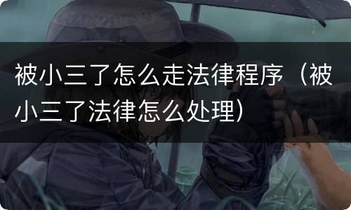 被小三了怎么走法律程序（被小三了法律怎么处理）