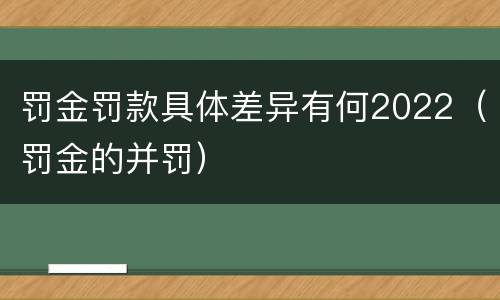 罚金罚款具体差异有何2022（罚金的并罚）